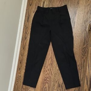 LOFT Black Pleated Pull On Slim Pants in Brushed Flannel Size XS